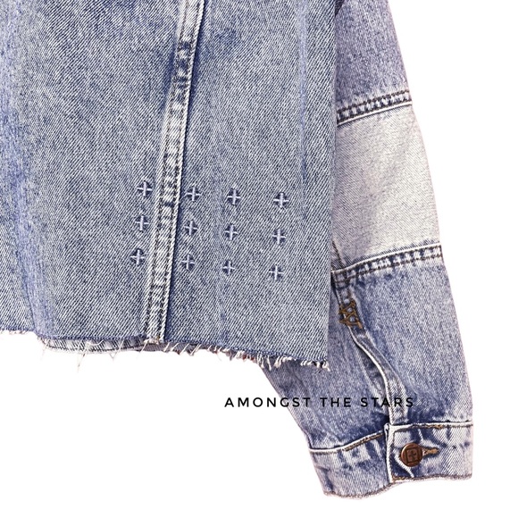 Ksubi Destiny Patchwork Lifetime Blue Cropped Denim Jacket - Picture 16 of 16